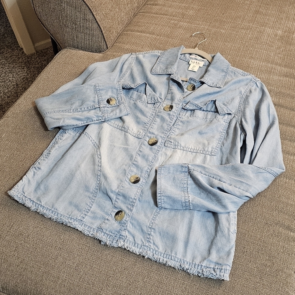 Nicole Miller Light Blue Lyocell Casual Lagen Shirt Shacket Size Small - Picture 2 of 5